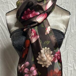 Floral Scarf - Black and Pink